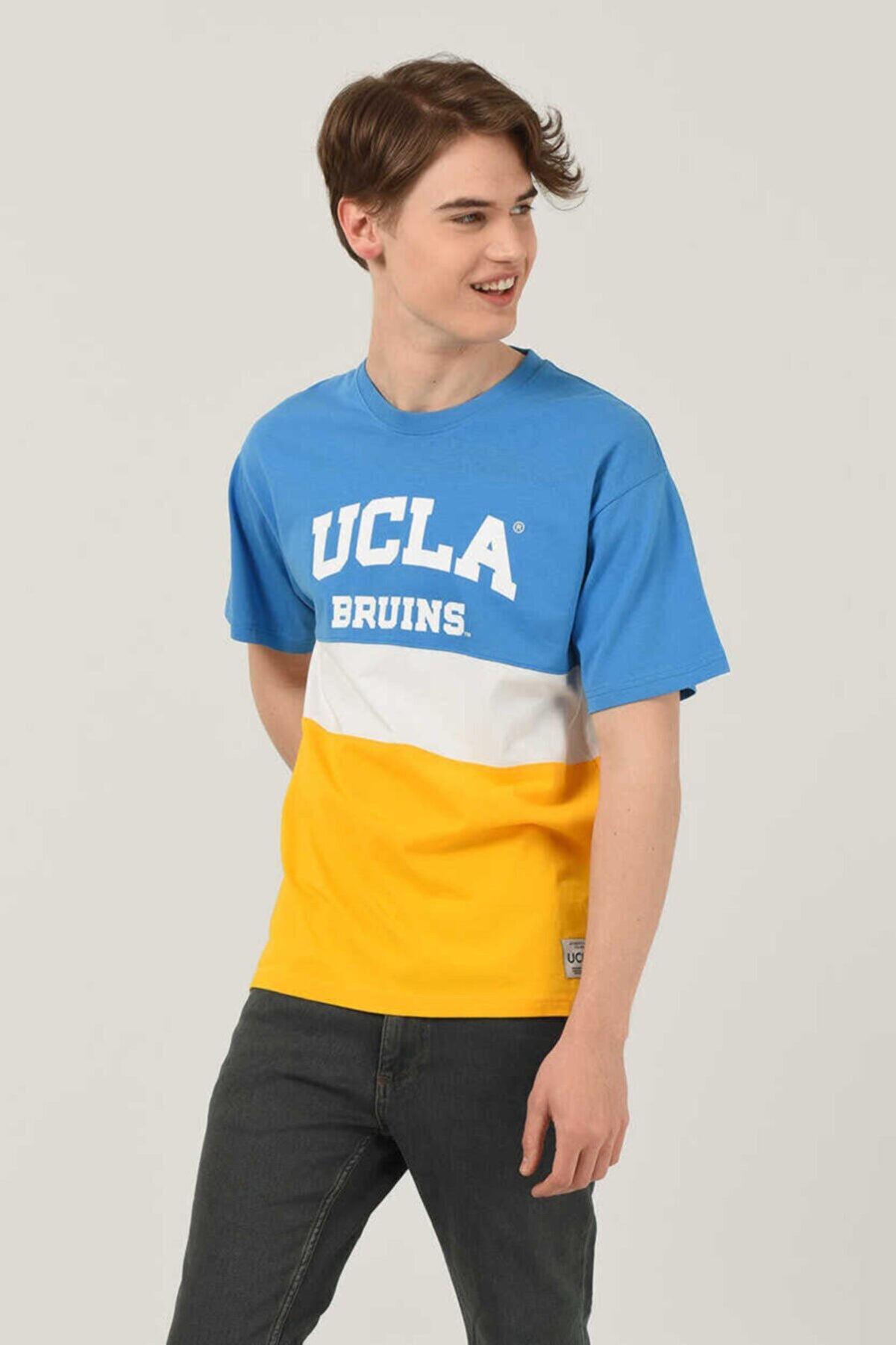 Ucla Brawley Mavi Oversize Bisiklet Yaka Baskılı Erkek T-shirt