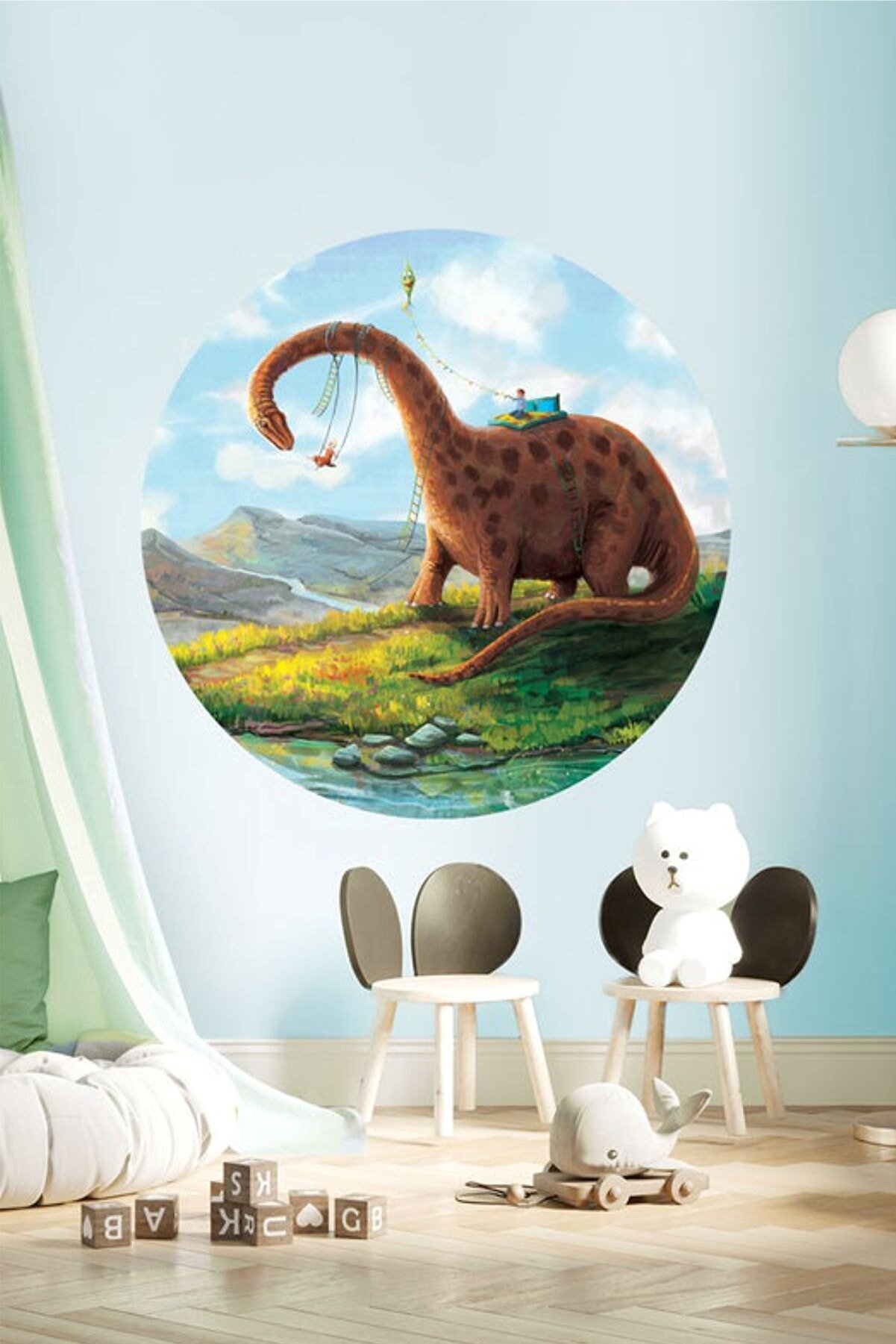 Tasarım Ada'sı Dairesel Dino Park Çocuk Odası Duvar Sticker