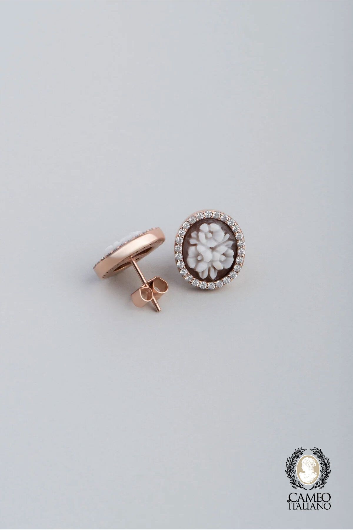 So Chic Cameo Italiano Çiçek Sepeti 18 Ayar Rose Altın Kaplama Gümüş Küpe