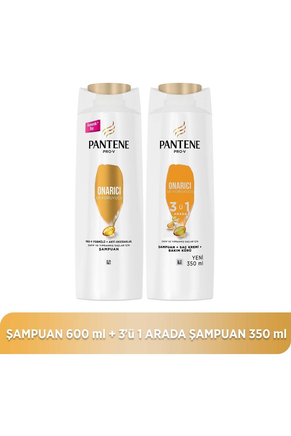 Pantene Pro-v onarıcı Ve Koruyucu 600 Ml Şampuan + 350 Ml 3’ü 1 Arada Şampuan
