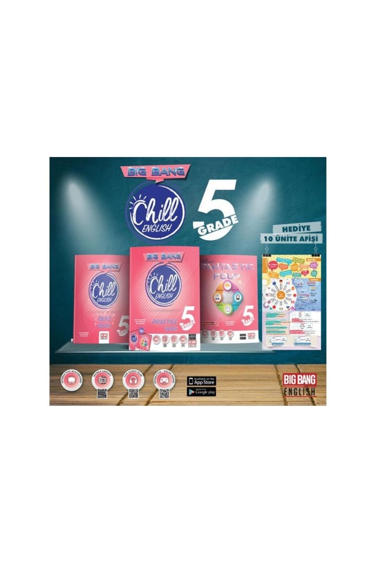 Newton Yayınları Big Bang 5. Sınıf Chill English Practice Book Fantastic Four Quiz Book Ünite Afişleri