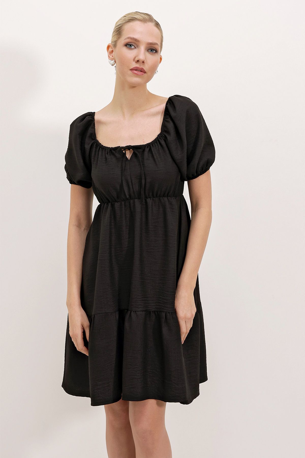 Bigdart 2351 Kloş Poplin Elbise - A.Siyah