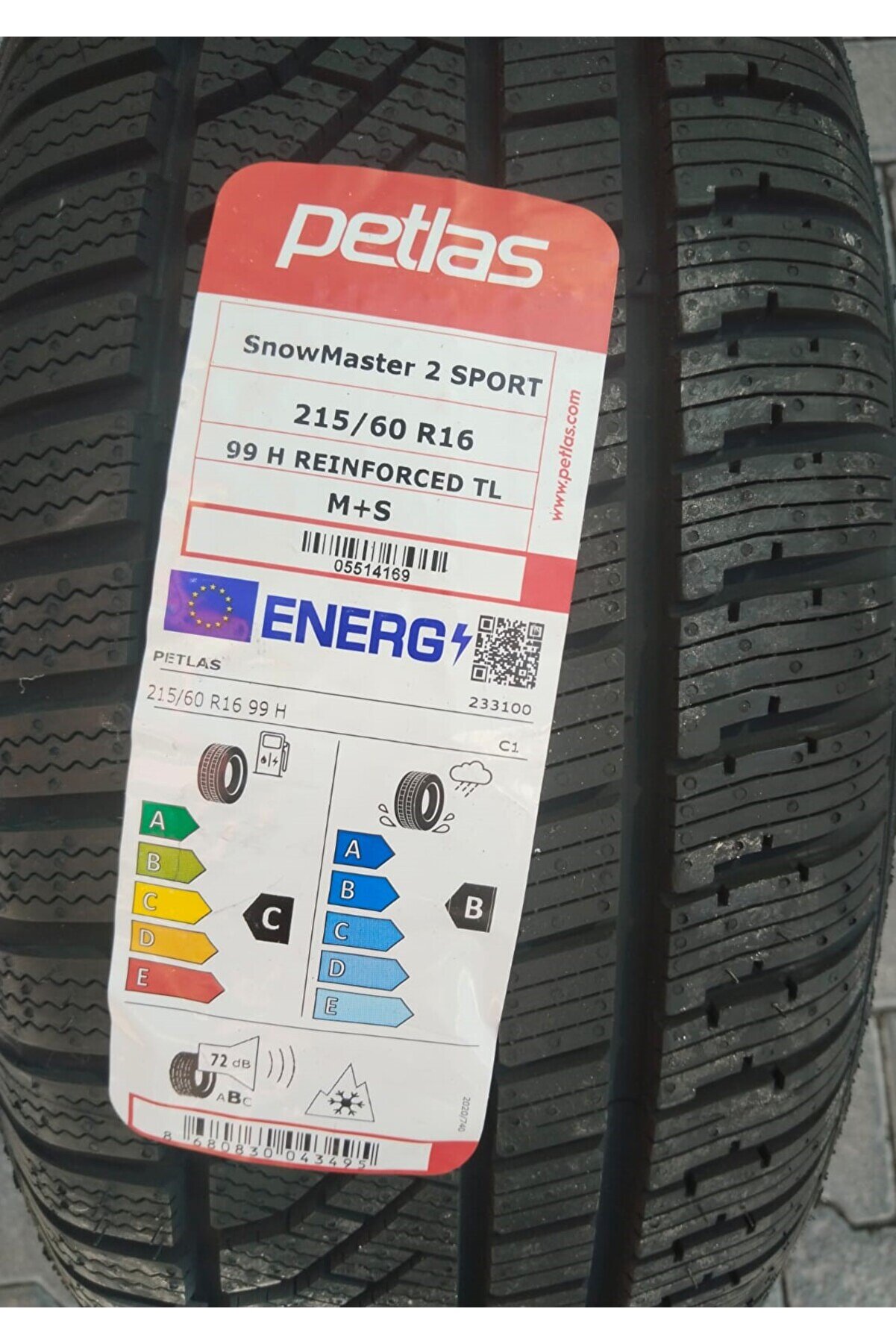 215/60 R16 TL 99H REINF. SNOWMASTER 2 SPORT PETLAS KIŞ LASTİĞİ 2024 ÜRETİM
