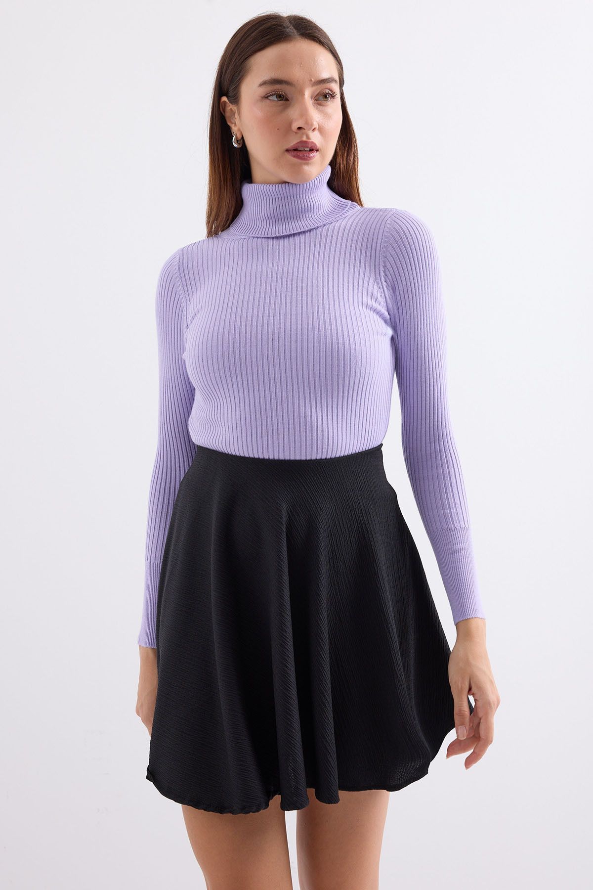 Bigdart 10311 Balıkçı Yaka Triko Kazak - Lila