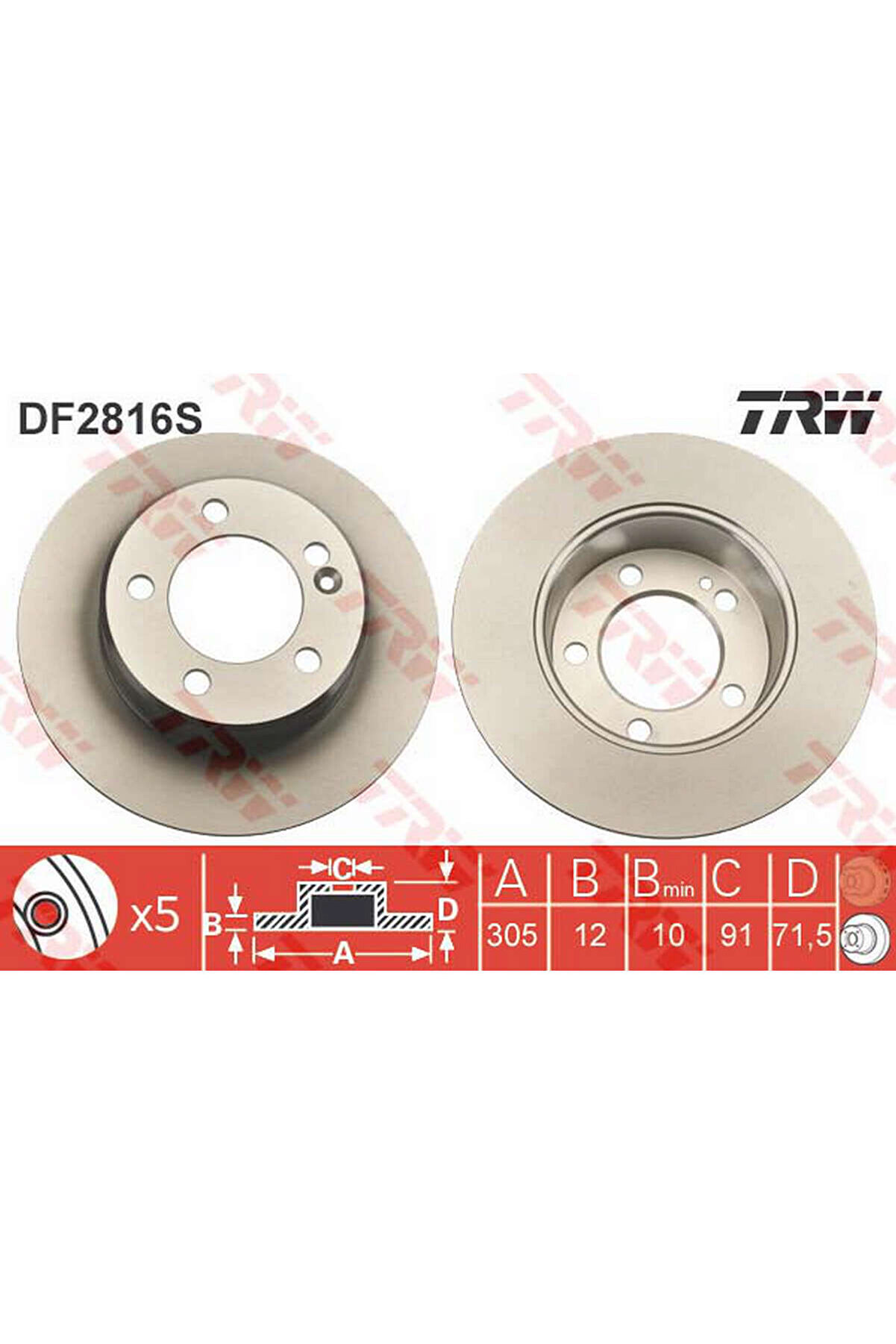 FREN DİSKİ ARKA MASTER III 2010 2.3DCI-MOVANO B 2010 2.3CDTI 305x12x91x71.5x5D ÇİFT TEKER GNZRZ