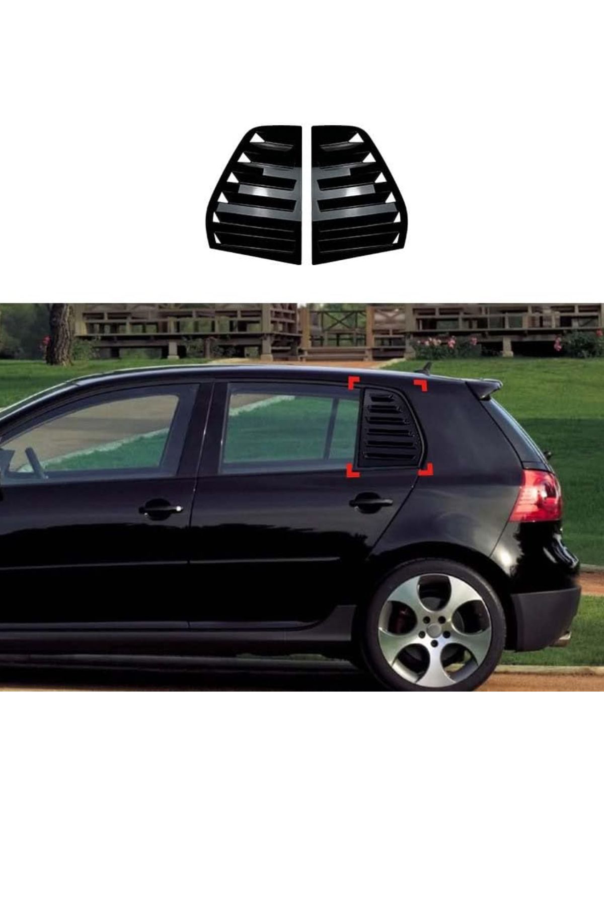 Harphour Volkswagen Aksesuar Golf 5 Uyumlu Kelebek Cam Kaplama Parlak Siyah 2003-2009