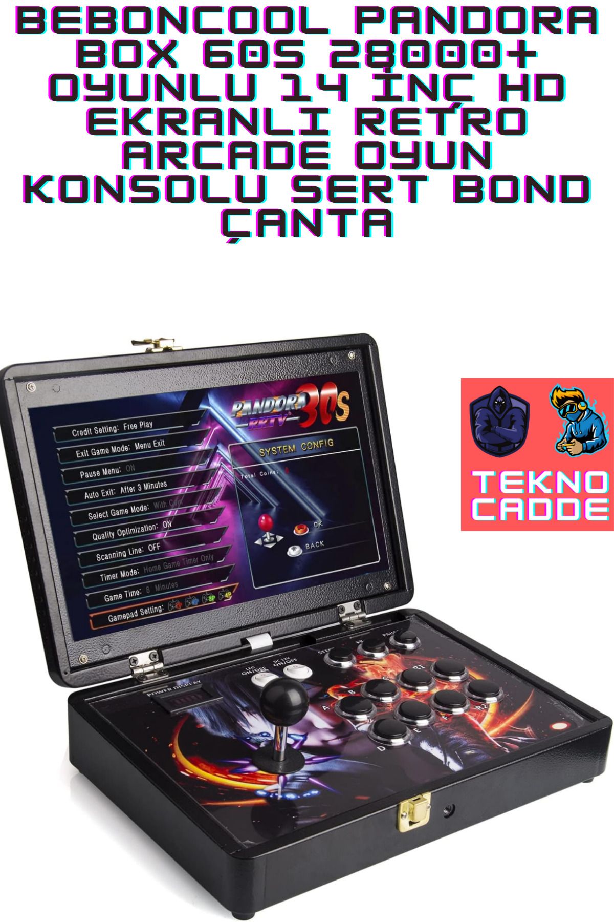 beboncool Pandora Box 30s 5000+ Oyunlu 14inç HD EKRAN Retro Arcade Oyun Konsolu Atari Metal Çanta