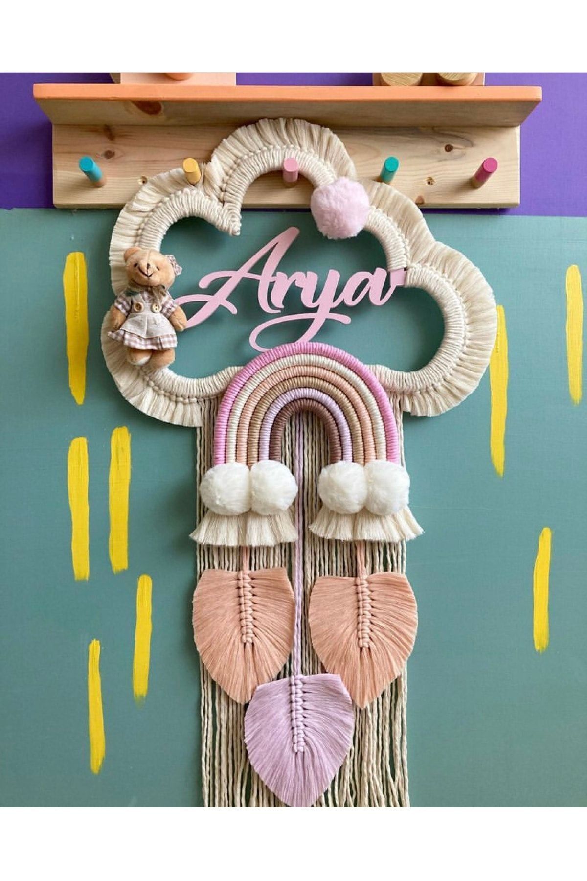 Tasarı Sanatı Makrome Ayıcklı Bulut Bebek Kapı Süsü