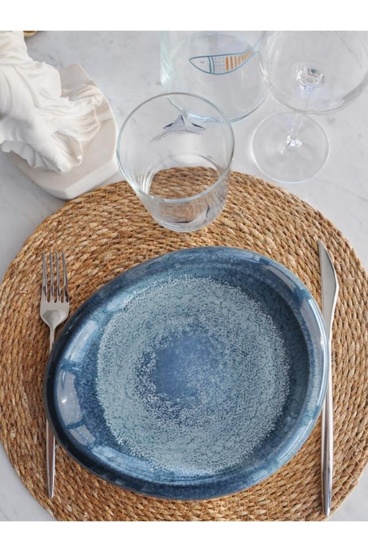M'art Home Milet Non-Form Mavi Sunum Servis Tabağı