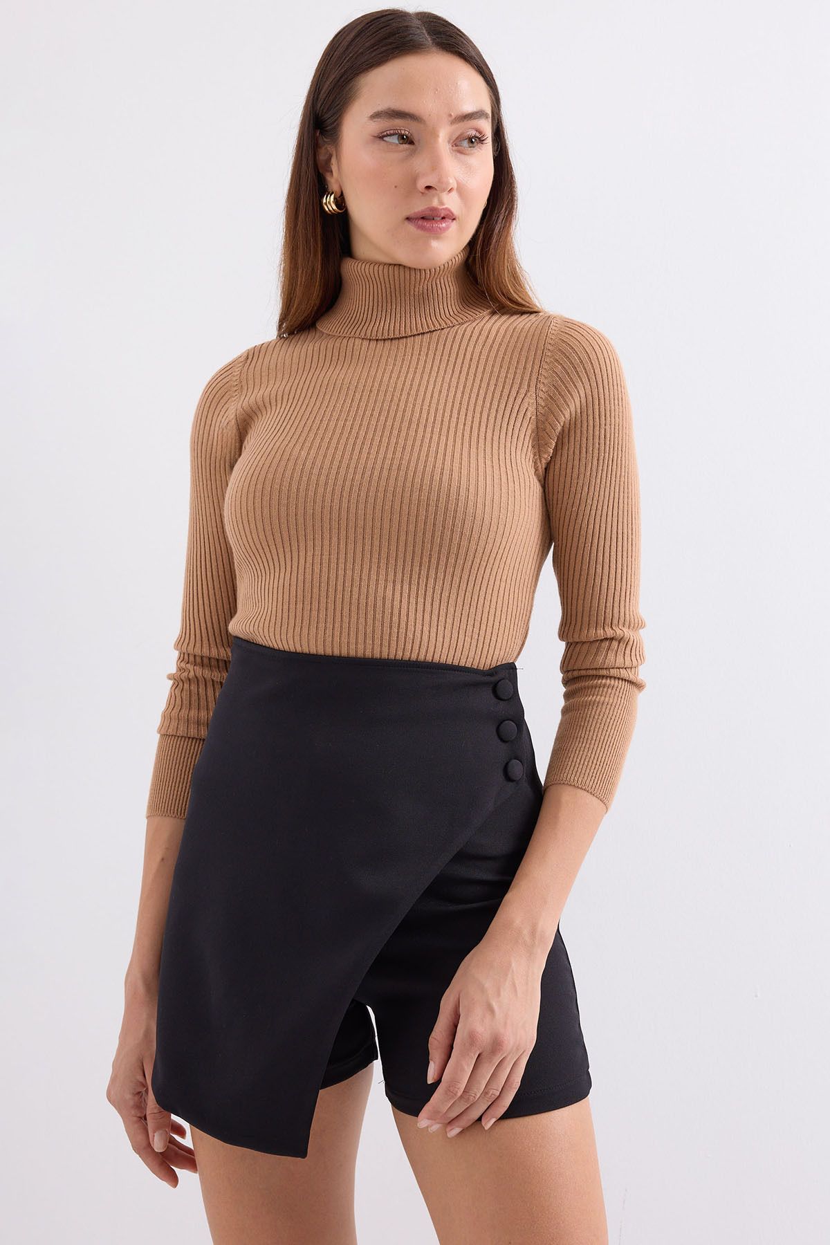 Bigdart 10311 Balıkçı Yaka Triko Kazak - Bej