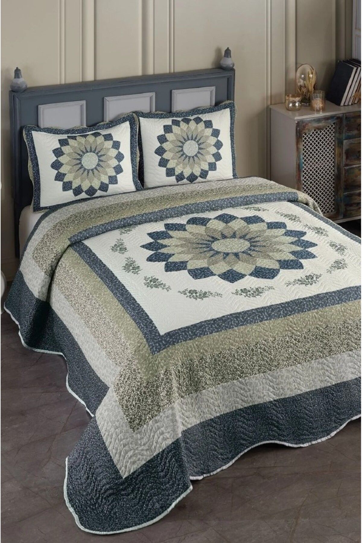 Örtüm Çift Kişilik Microfiber Kapitone Yatak Örtüsü(GLORİA KAHVE)