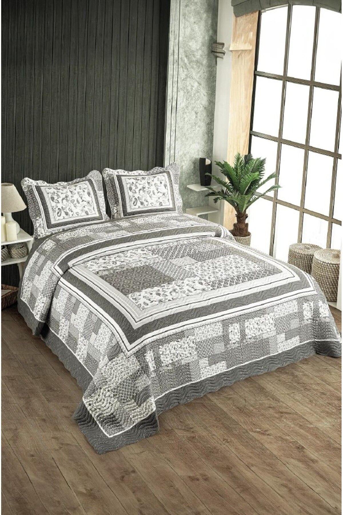 Örtüm Çift Kişilik Microfiber Kapitone Yatak Örtüsü(GLORİA KAHVE)
