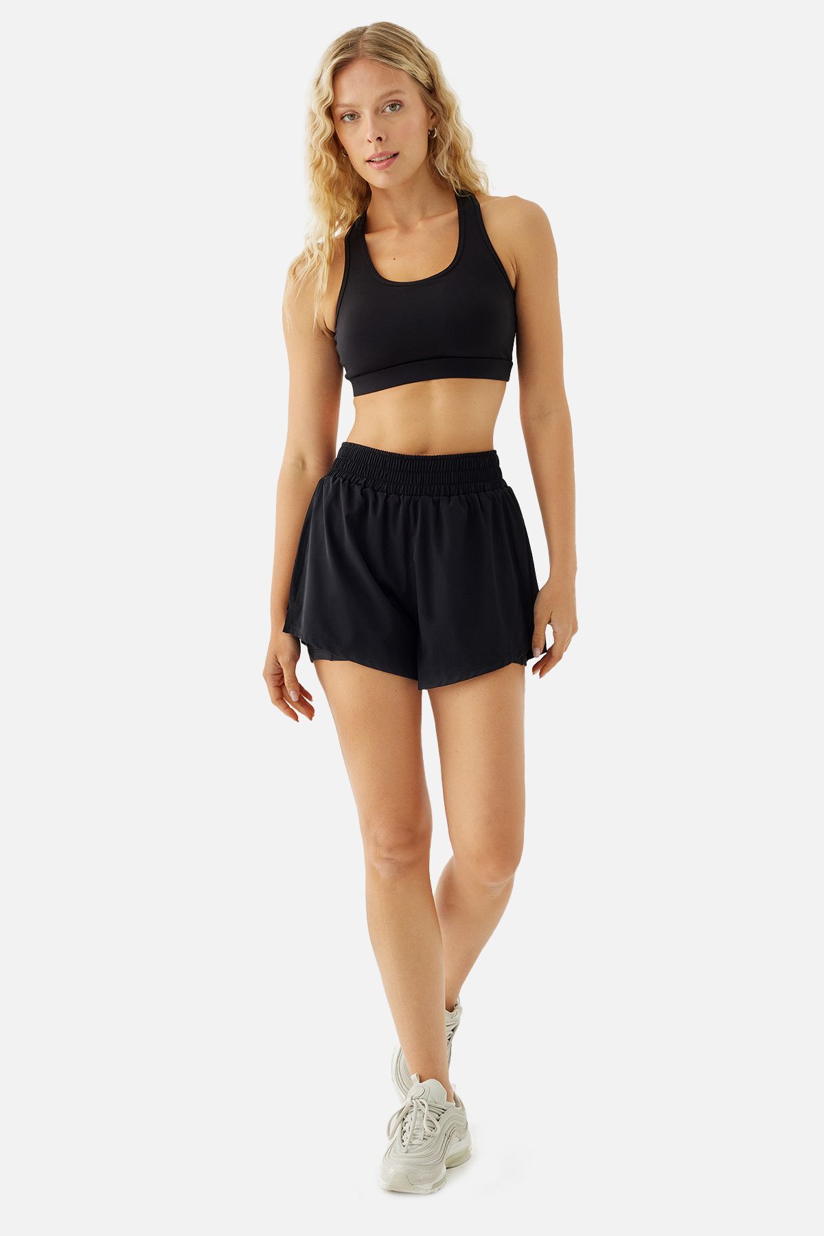 Superstacy Rose Taytlı Siyah Spor Şort