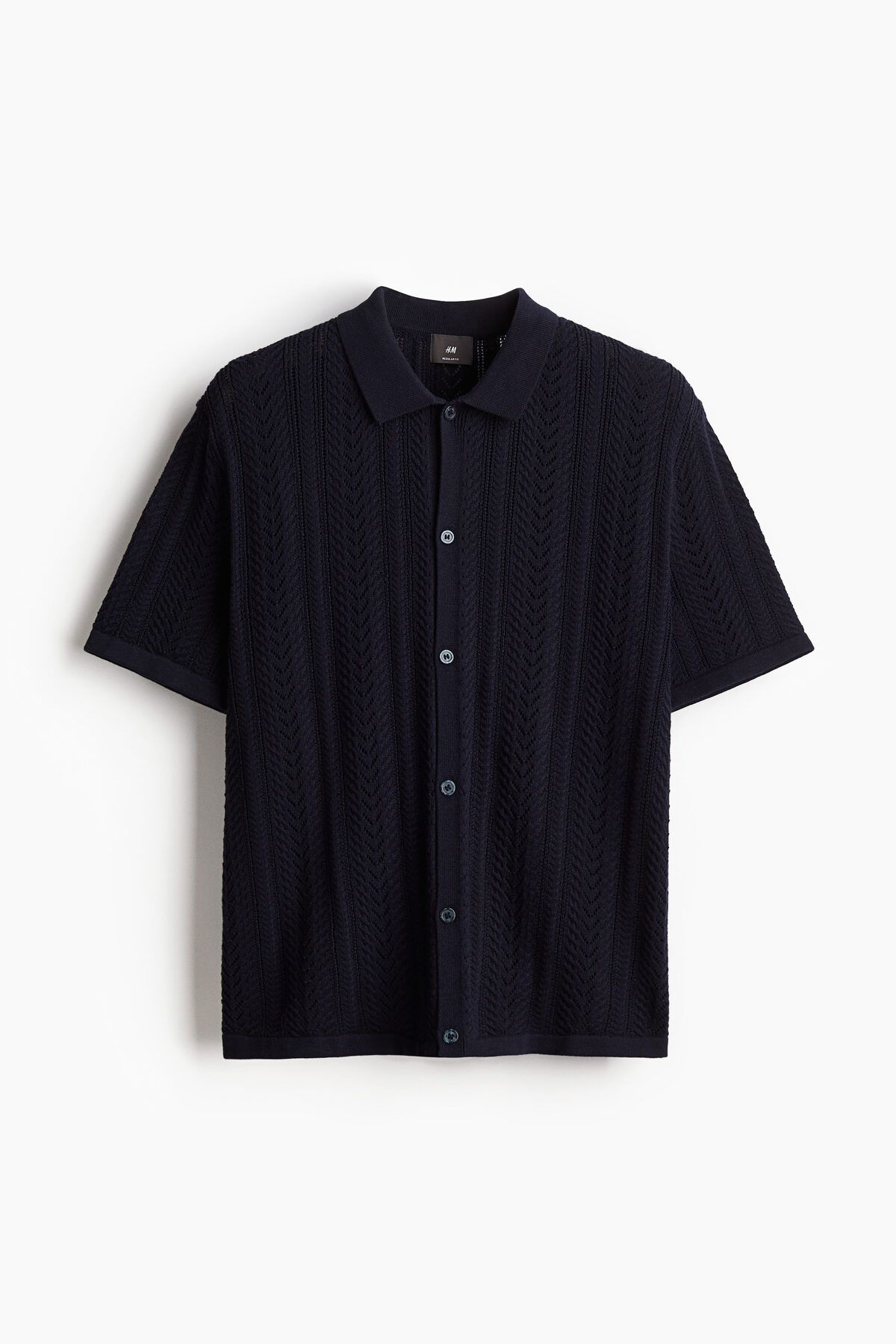 H&M Regular Fit Delik Desenli Triko Gömlek