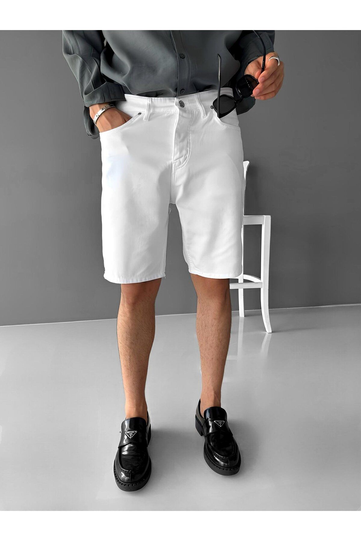 ablukaonline Erkek Regular Fit Şort Beyaz