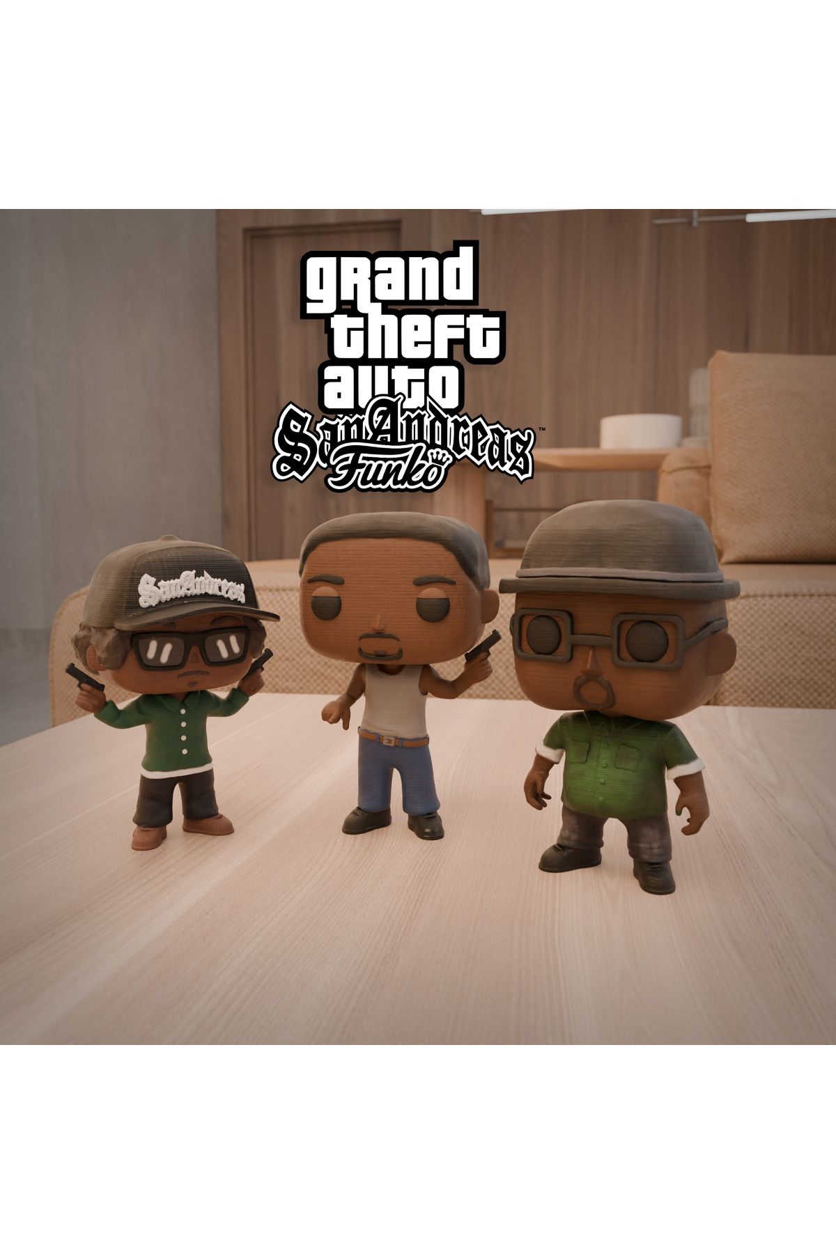 CNQR CRAFT ATELIER GTA SAN ANDREAS ÜÇLÜ SET BOYALI FİGÜR GTA SA
