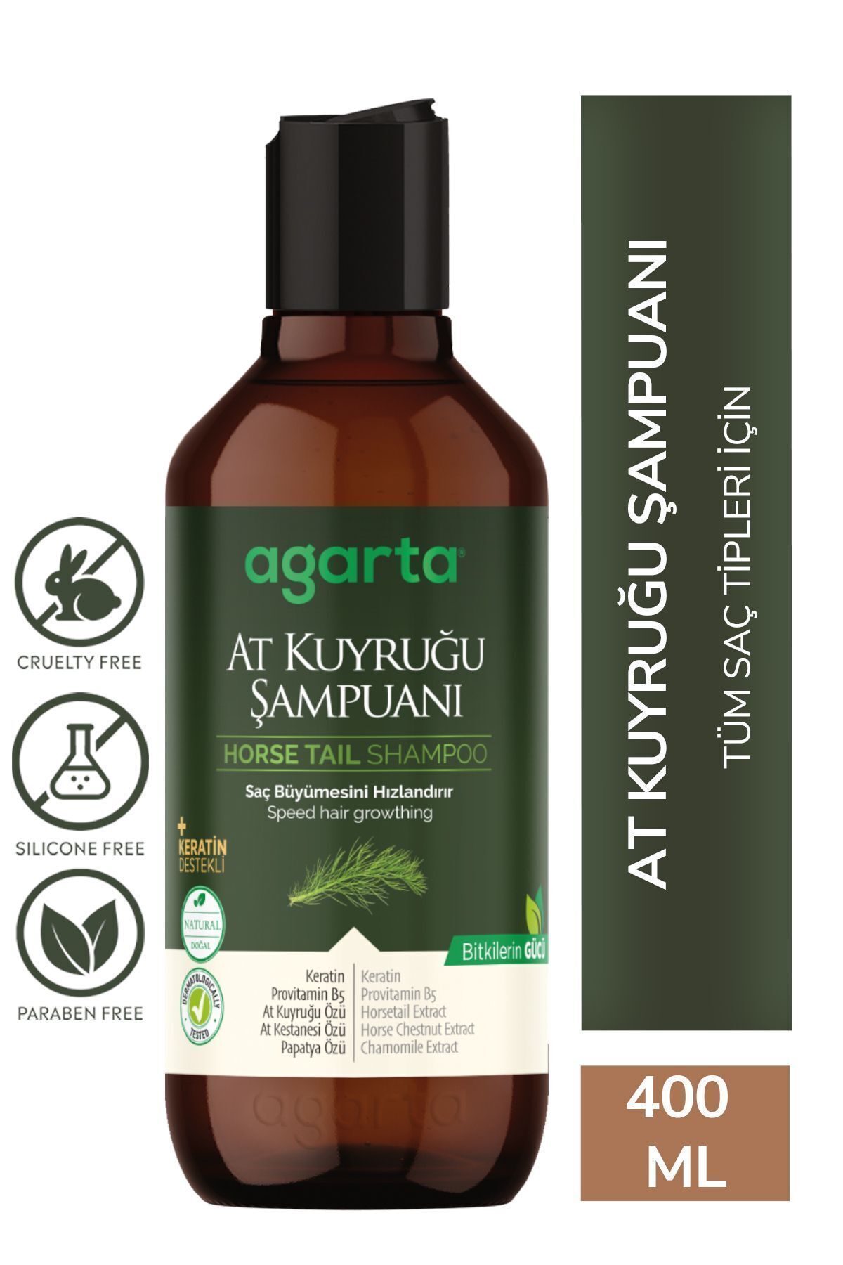 Agarta At Kuyruğu Bitkisi Özlü Keratin Içeren Dökülme Karşıtı Bakım Tuzsuz Şampuan 400 ml