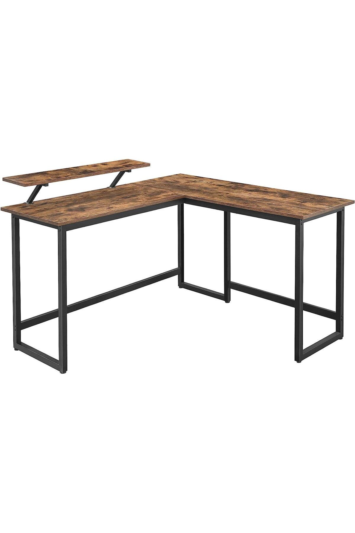 NcK ası, Mönitör Yükselticili, L Şekilli Ofis ası, Oyun ası, Metal, Vintage Kahverengi-Siyah LWD56X