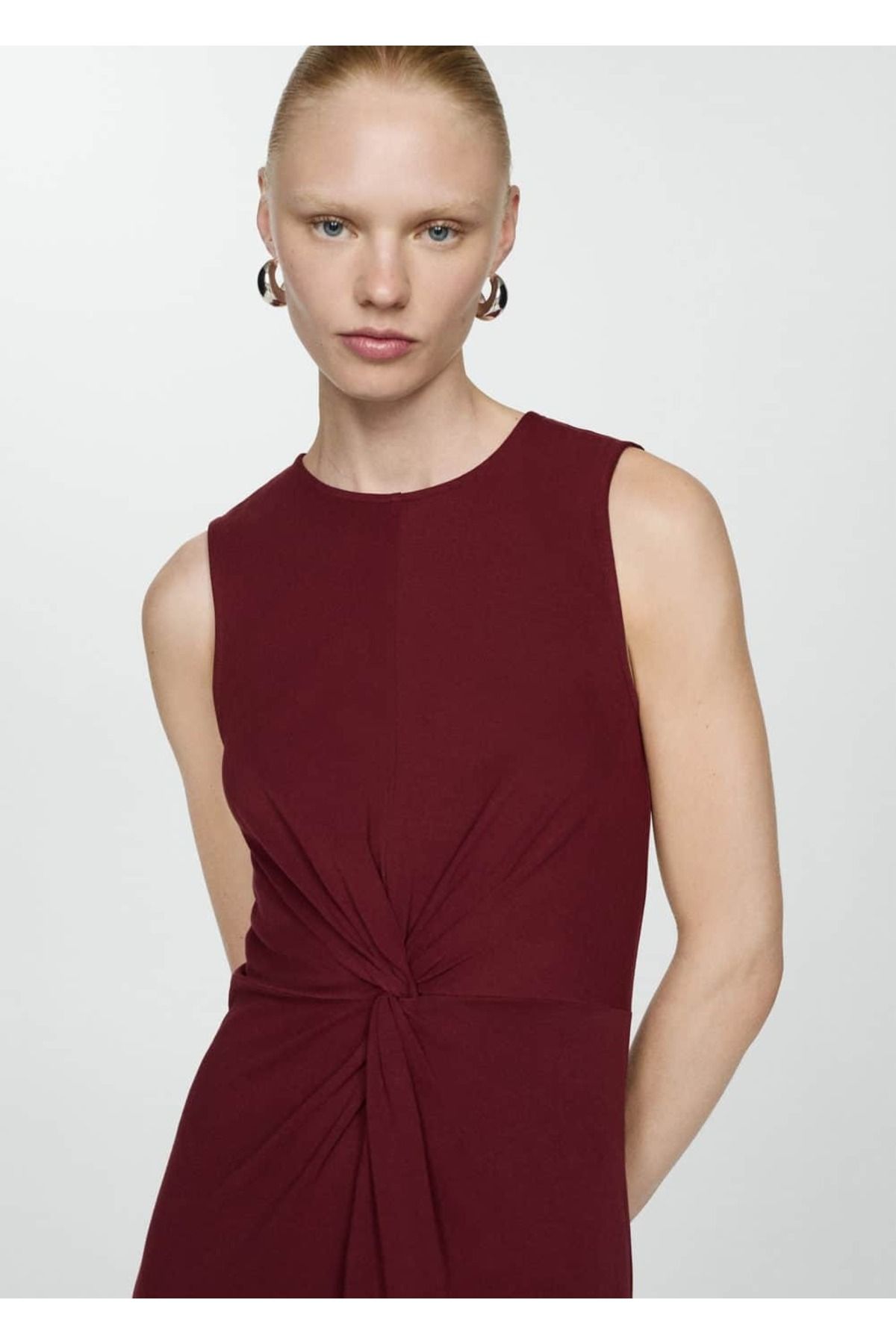 MANGO Drape detaylı midi elbise