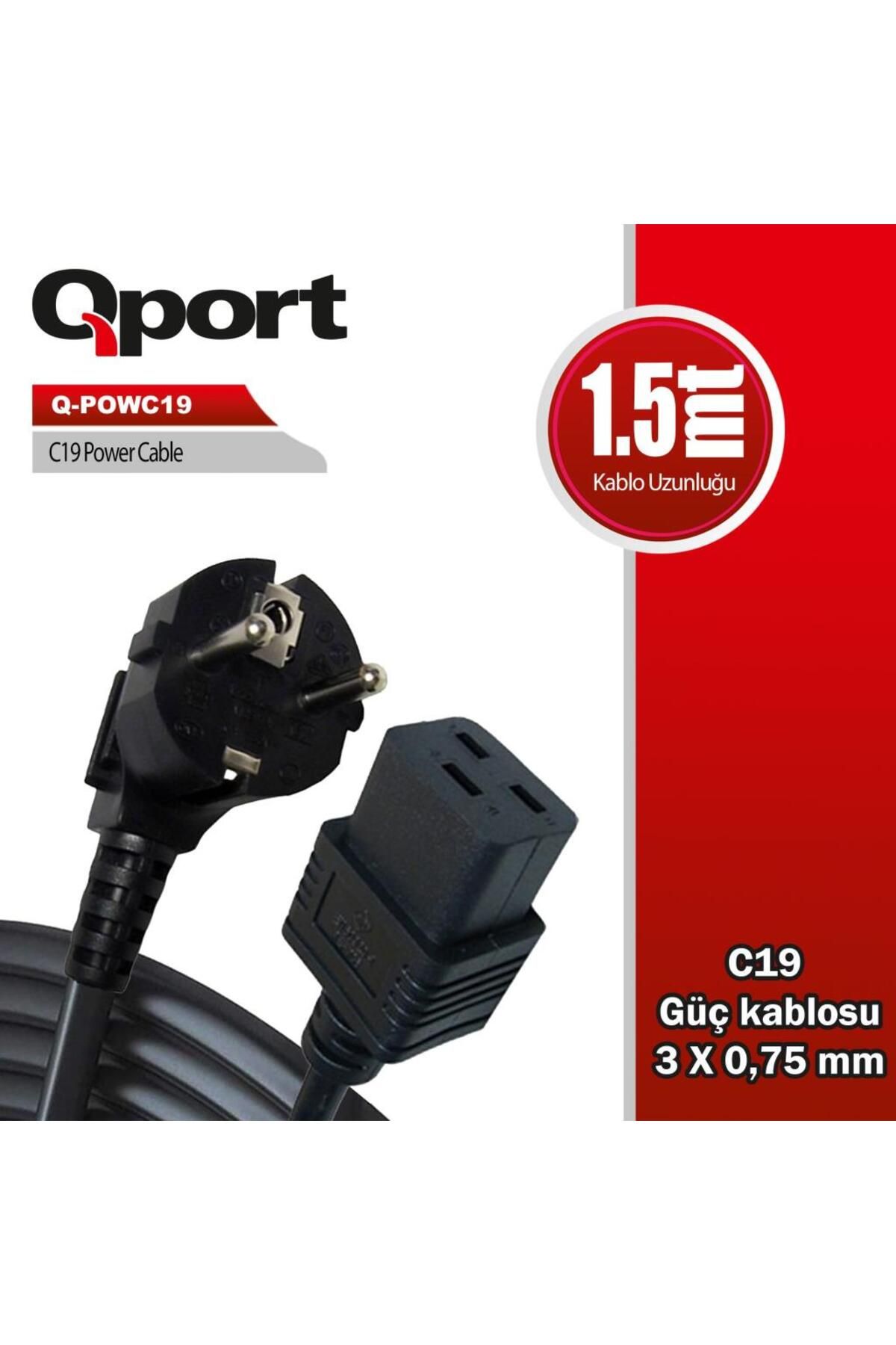 Qport Q-powc19 1.5m C19 3*075mm Power Kablosu