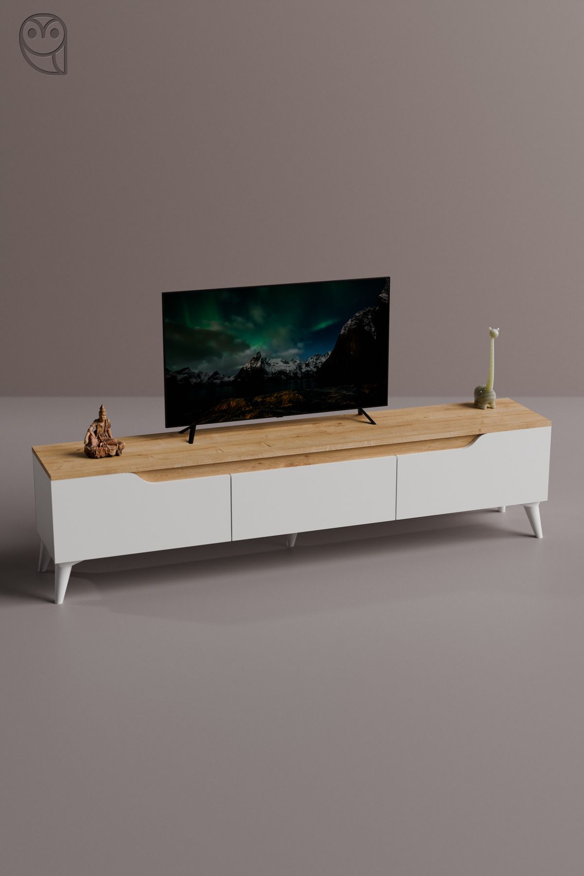 Mionte Flat-Pack Country Tv Ünitesi , 3 Kapaklı Tv Ünitesi, Televizyon Sehpası, Televizyon Ünitesi