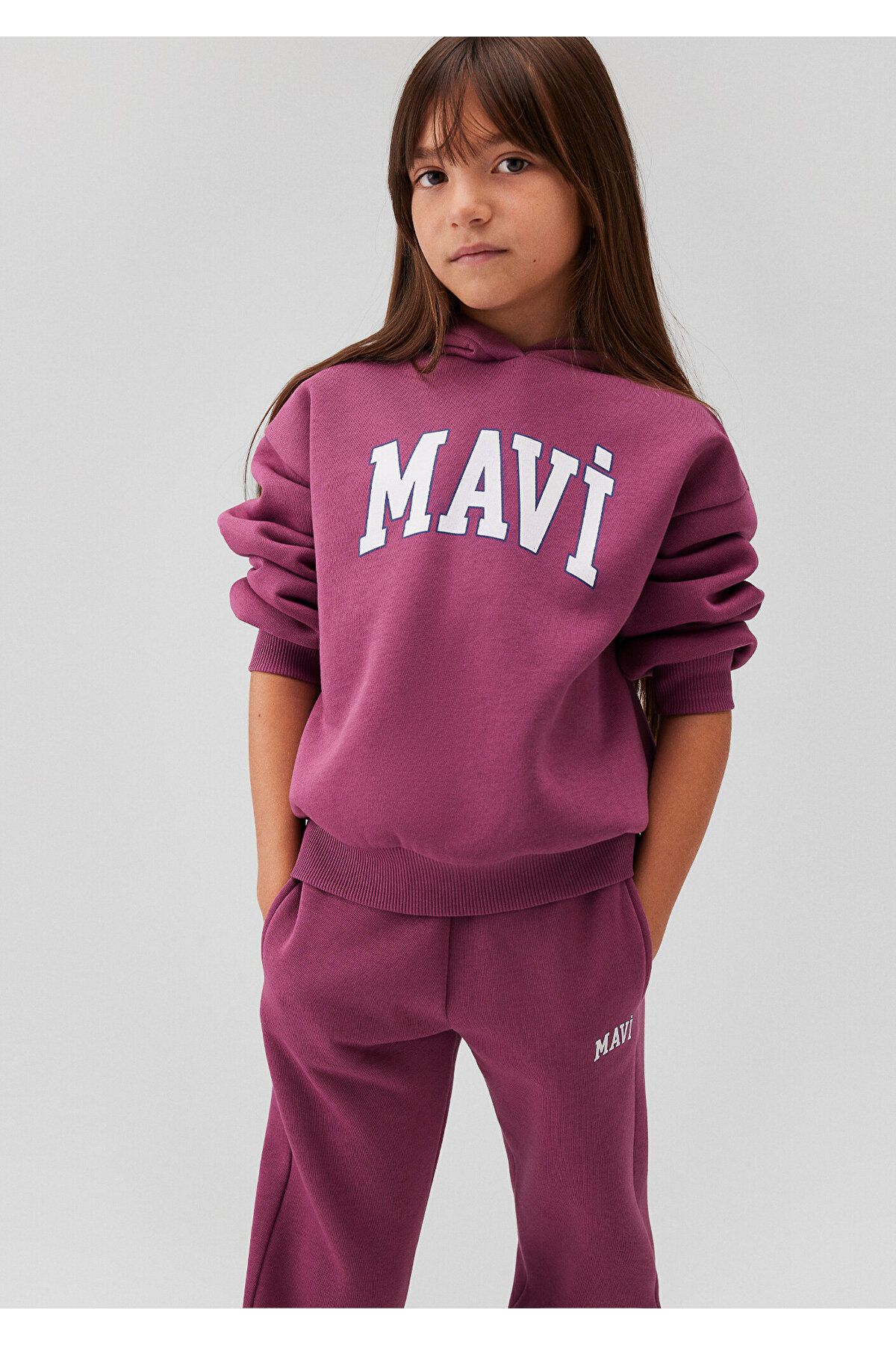 Mavi Logo Baskılı Kapüşonlu Mor Sweatshirt 7610035-70651
