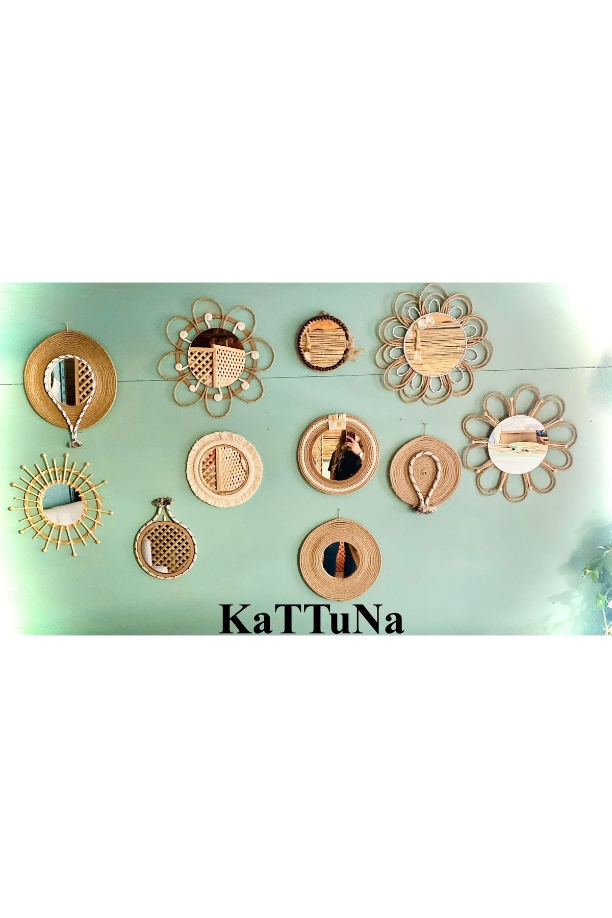 kattuna Bohem Jüt Hasır Makrome Duvar Dekorasyon Ürünü Full Set 11 Parça