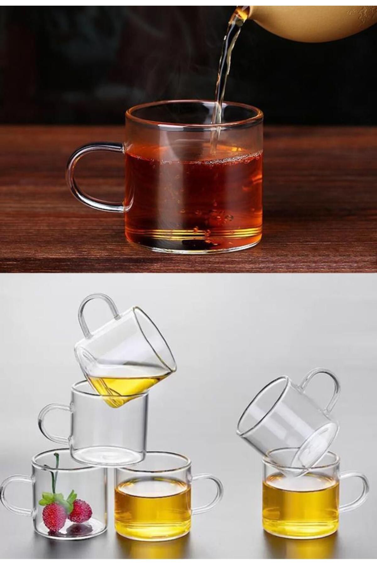 Kapris 6 Lı Borosilikat Isıya Dayanklı Cam Kahve Fincanı 110ml