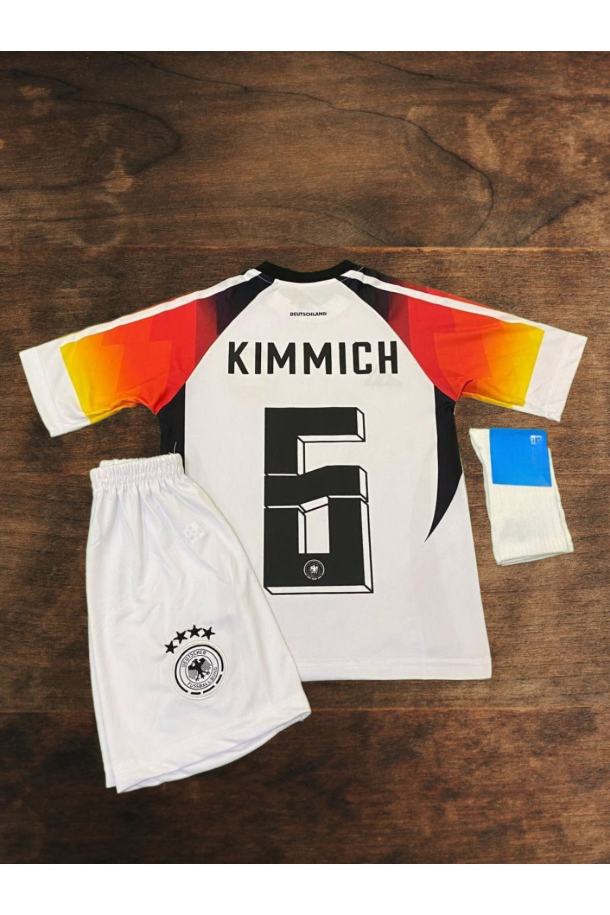 kombinezyum Almanya 2024 Joshua Kimmich Iç Saha Beyaz Çocuk Forması Forma Şort Çorap