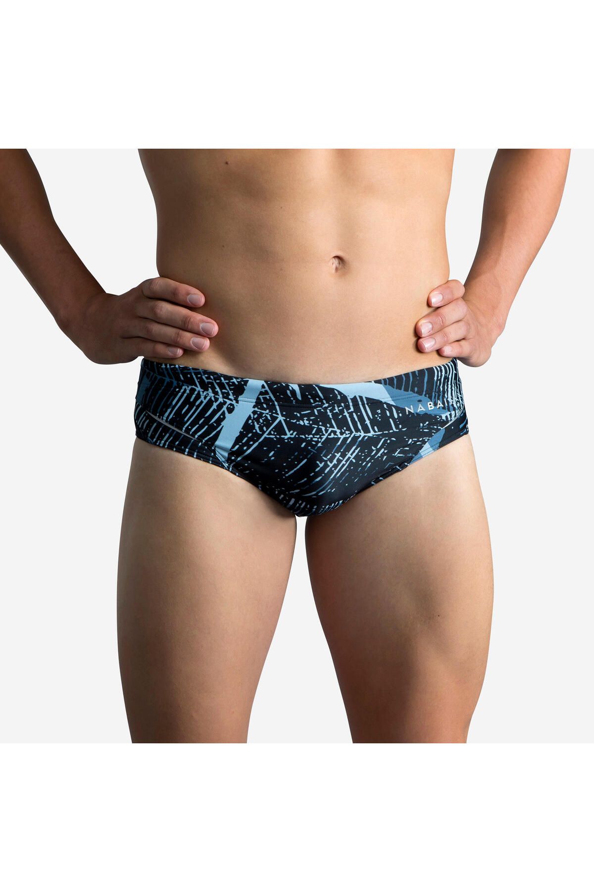 Decathlon Nabaiji Erkek Slip Mayo - Gri / Baskılı - 900