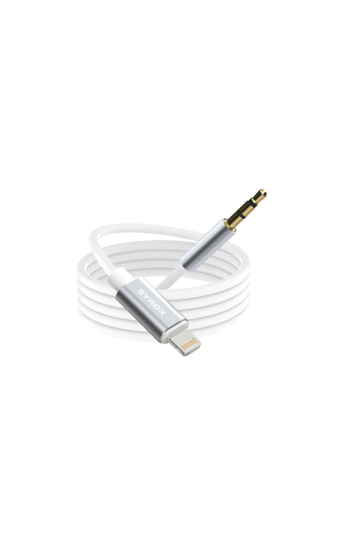 Syrox Dt24l-j Lightning - 3.5mm Aux 1mt Dönüştürücü Ses Kablosu - Beyaz