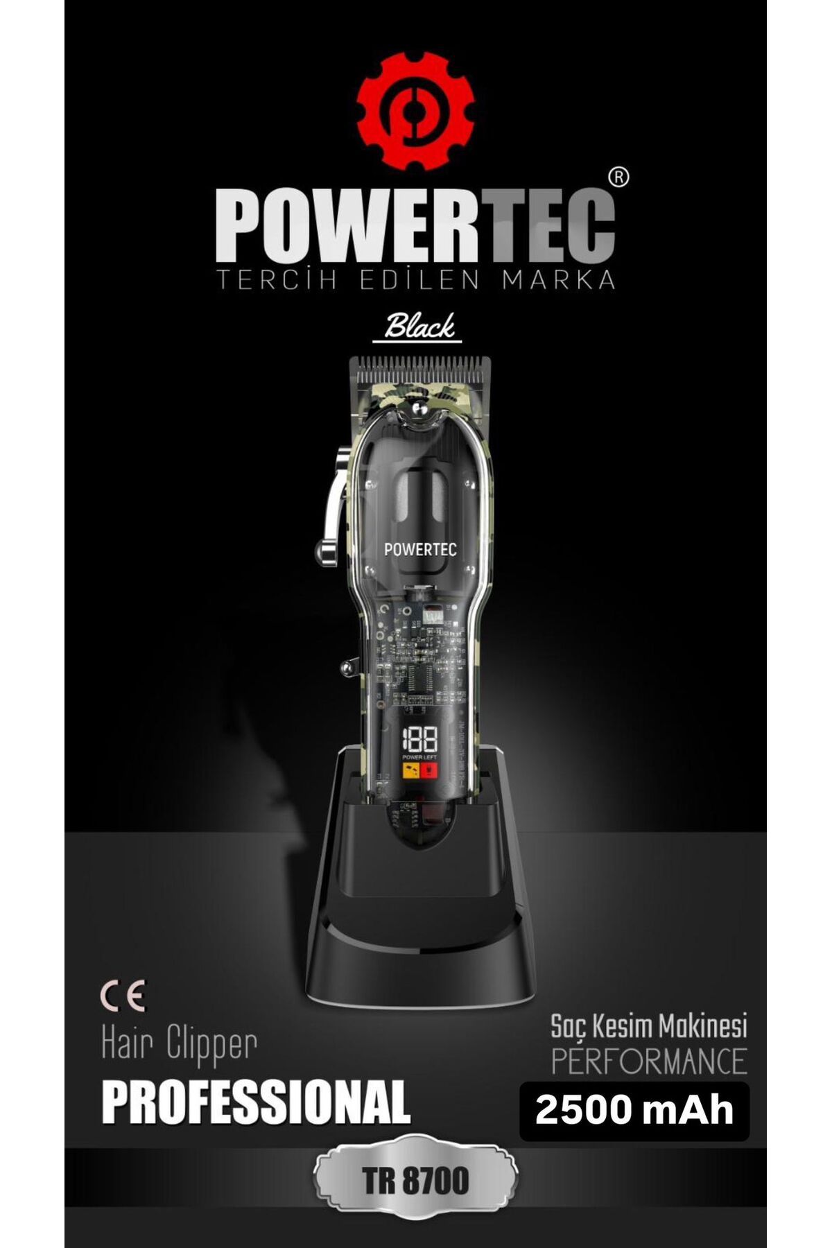 Powertec TR-8700 Saç Sakal Tıraş Makinesi (Black)