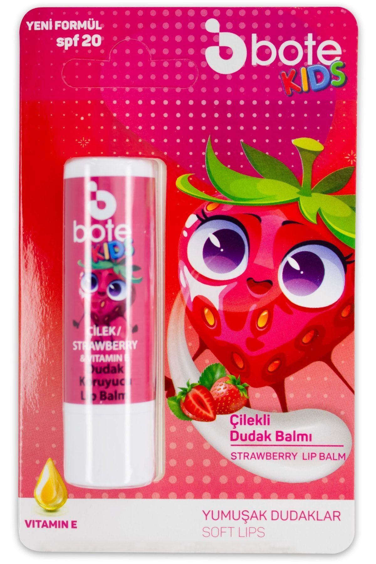 Bote Çilek Aromalı Çocuk Dudak Koruyucu Lip Balm 5 gr