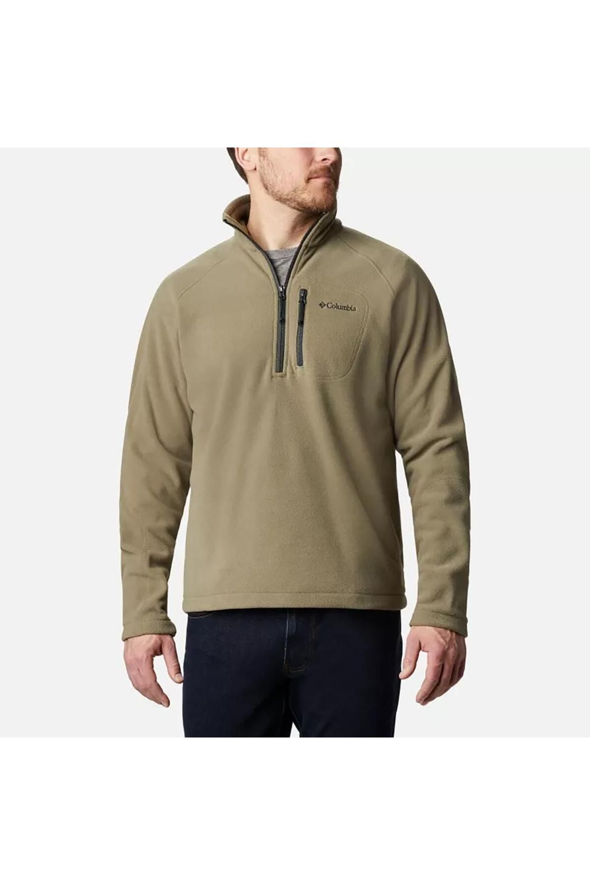 Columbia Erkek Fermuar Kapamalı Dik Yaka Uzun Kollu Haki Sweatshirt 1553511-024