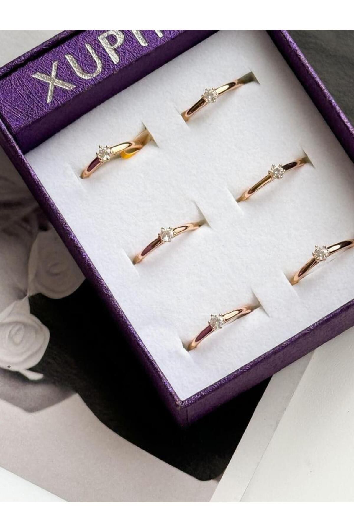 Koprinaco Xuping Gold Zirkon Taşlı Minimal Numaralı Yüzük (17 Numara)