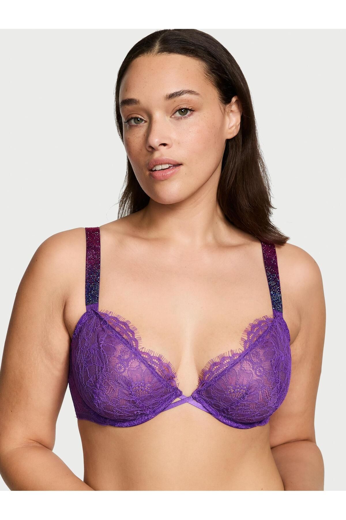 Victoria's Secret Işıltılı Askılı Desteksiz Dantelli Dekolteli Demi Sütyen