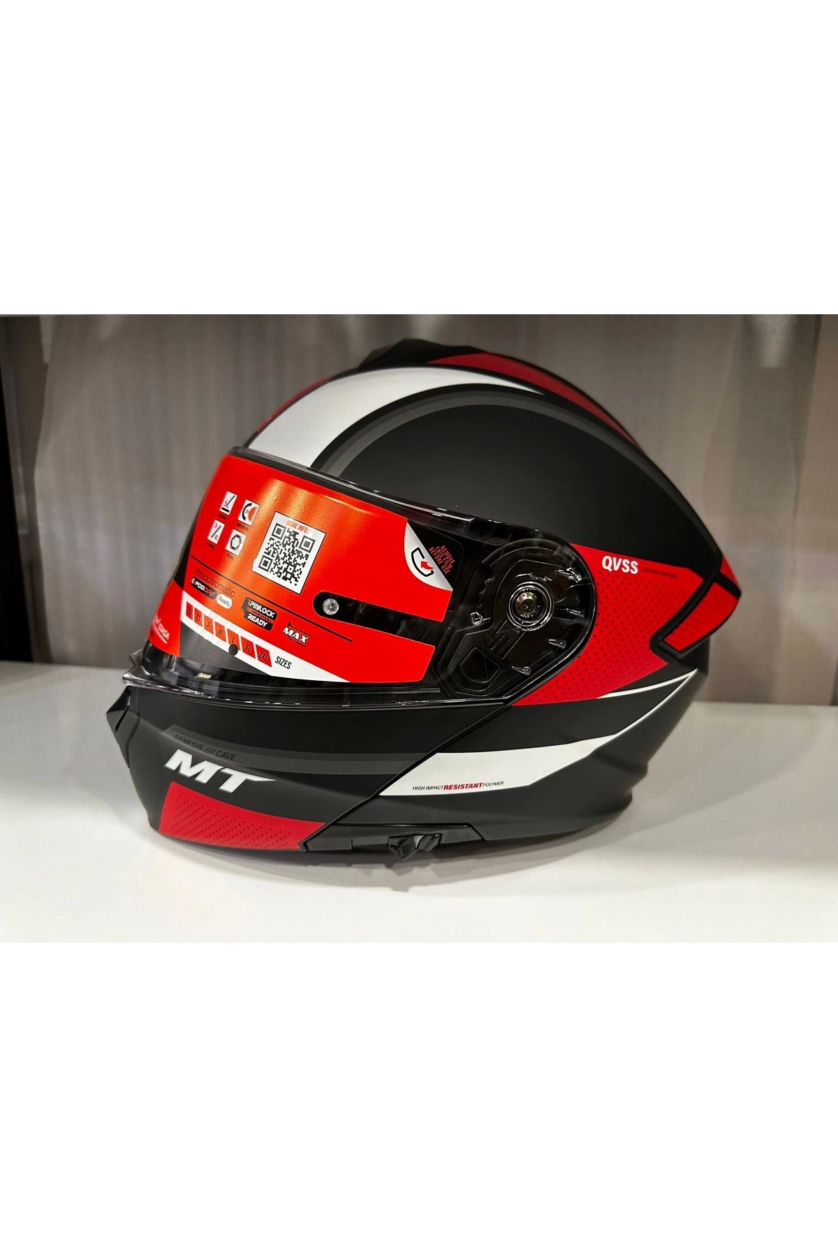 MT Helmets KASK MT GENESİS SV CAVE A5 ÇENE AÇILIR MAT SİYAH/KIRMIZI
