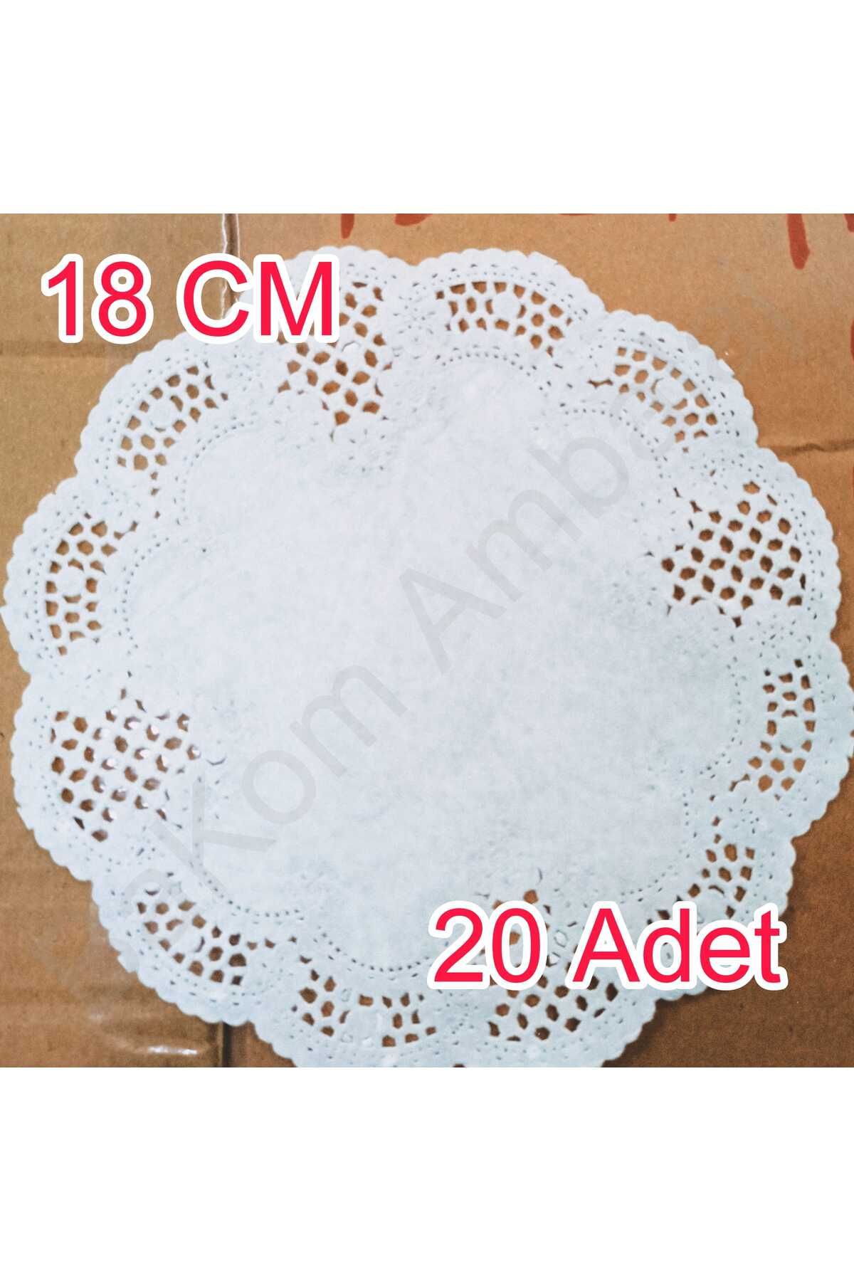 BAKOM AMBALAJ 18 Cm Kağıt Dantel Tabak Altlığı ( Dole ) 20 Adet