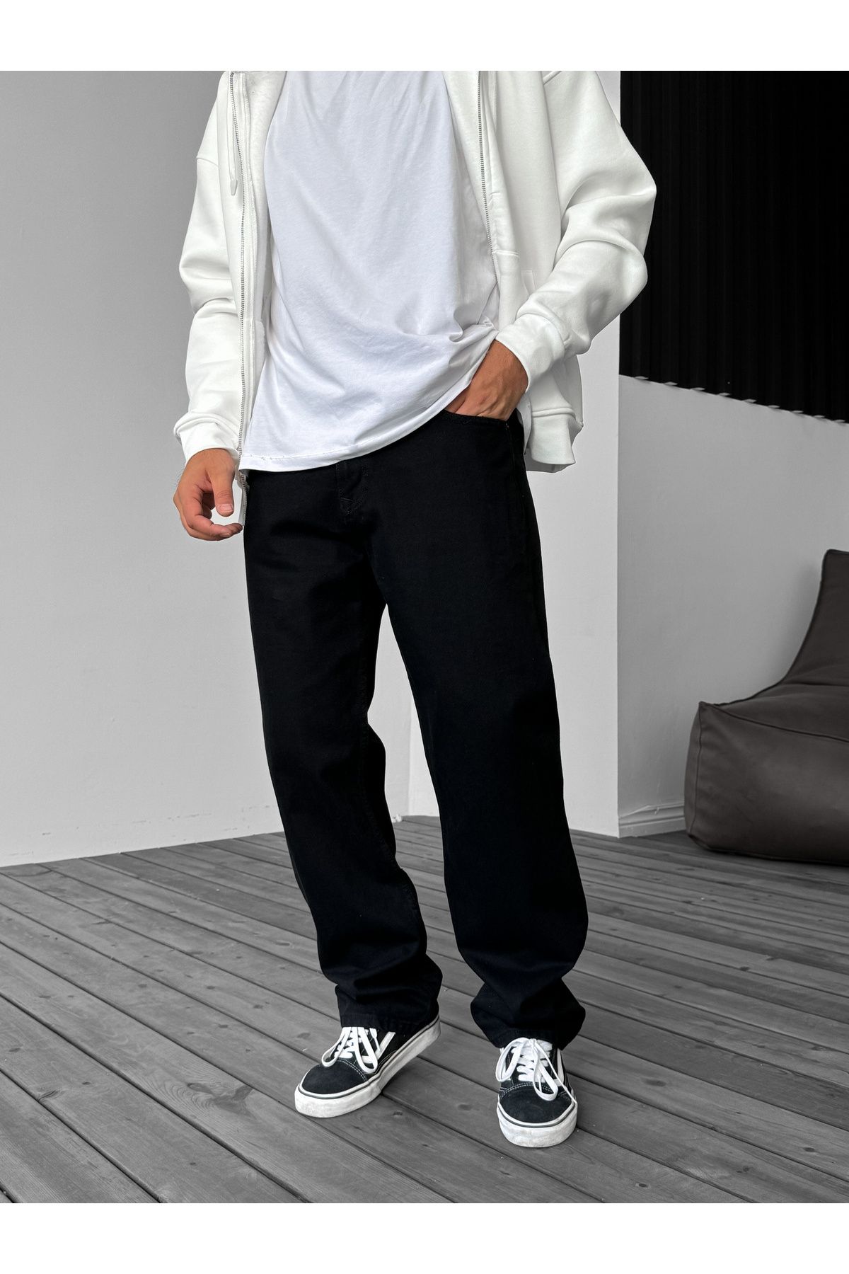 BYBASICMAN Siyah Baggy Jean DF-2529
