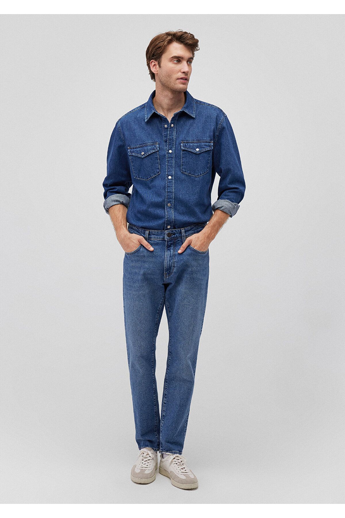 Mavi Ted Koyu Indigo Mavisi Denim Jean Gömlek Slim Fit / Dar Kesim 0210909-87935