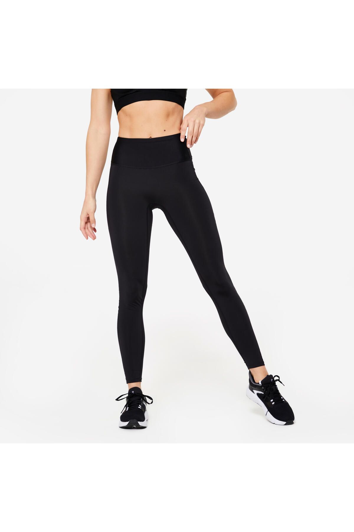 Decathlon Kadın Siyah Toparlayıcı Spor Taytı 500 - Fitness Kardiyo
