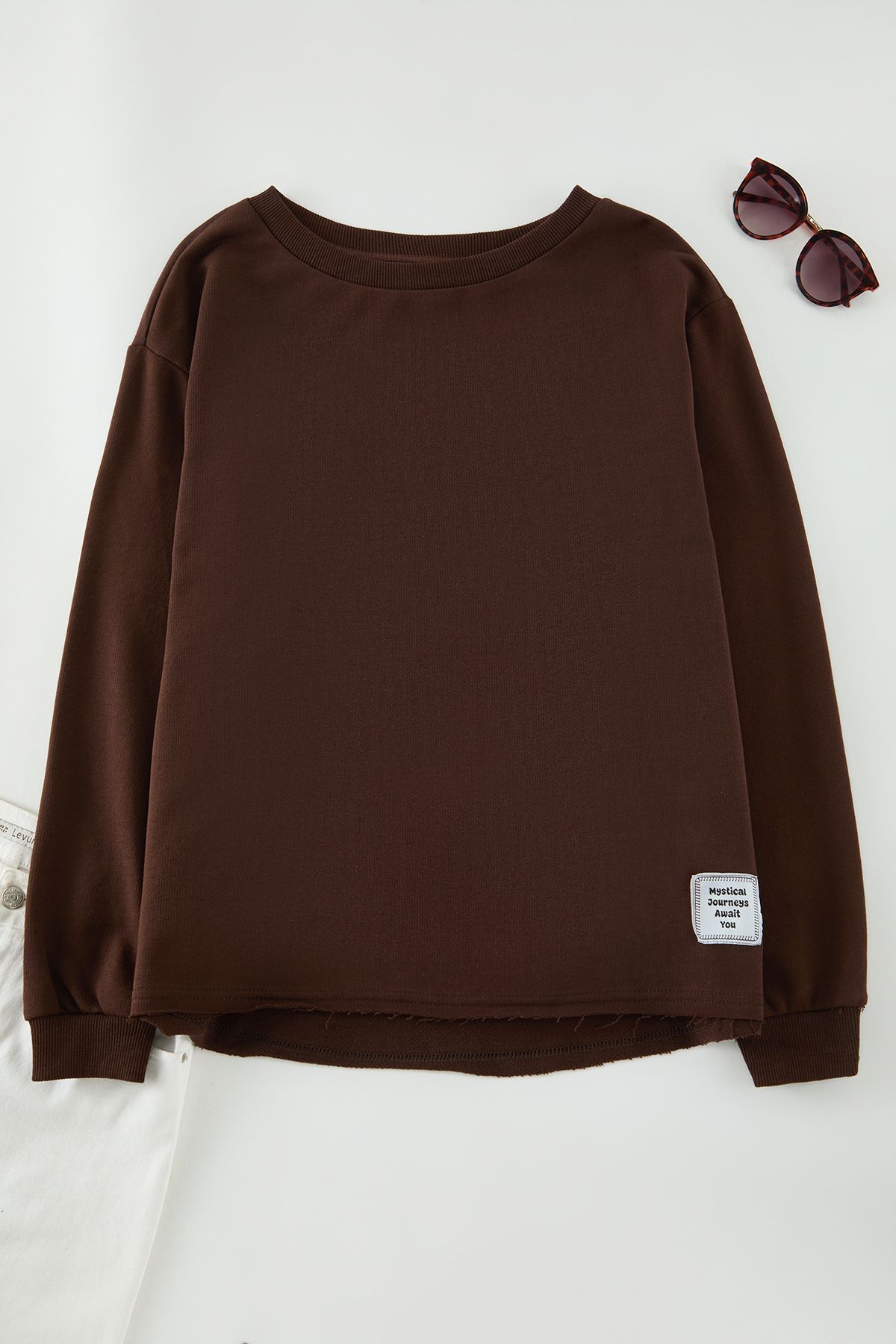 Trendyol Curve Kahverengi Regular/Normal Kalıp Bisiklet Yaka Örme Sweatshirt TBBAW25AO00025