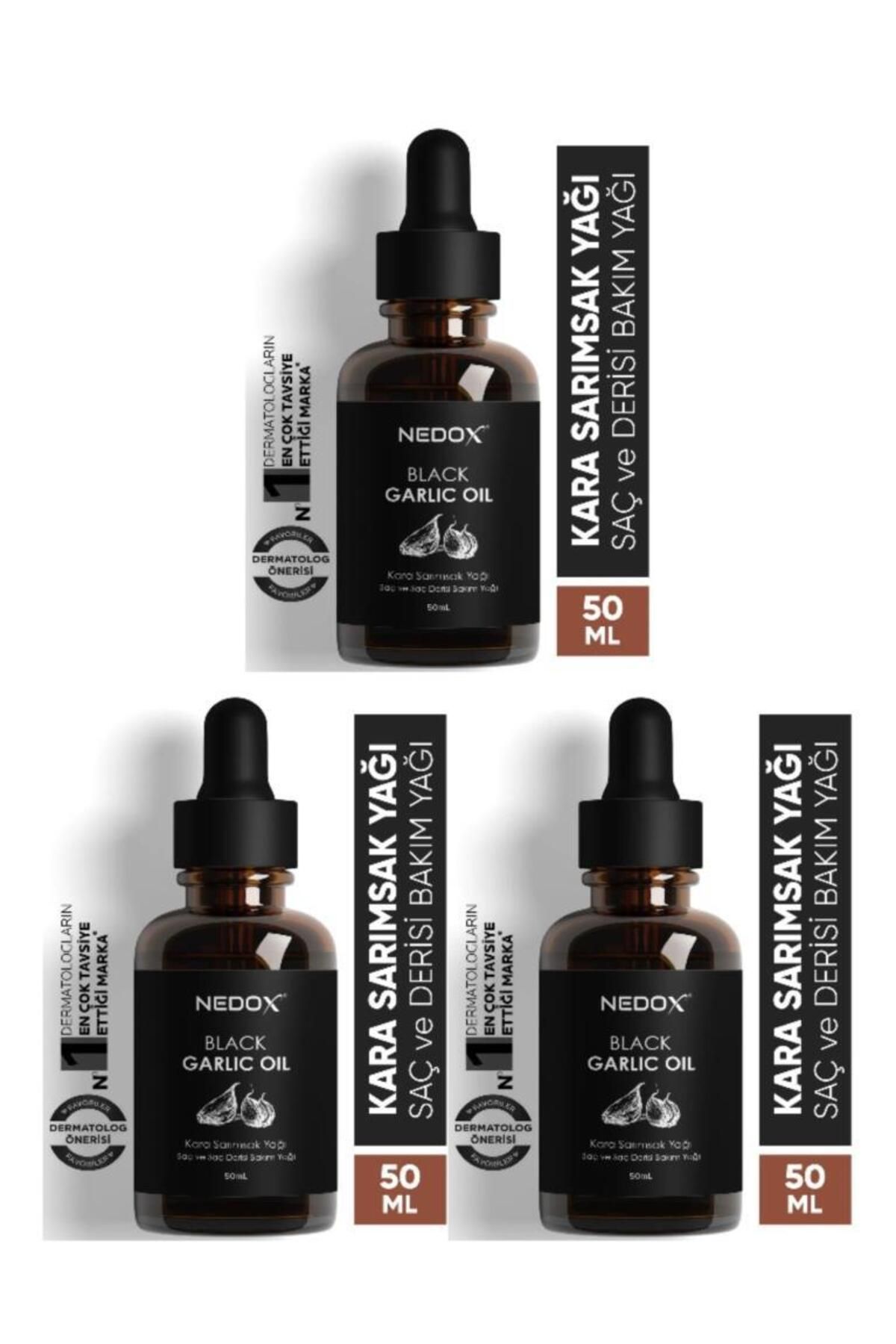 NEDOX 3 Adet Aşırı Yıpranmış Ve Dökülen Saçlara Özel Kara Sarımsak Yağı 50 Ml