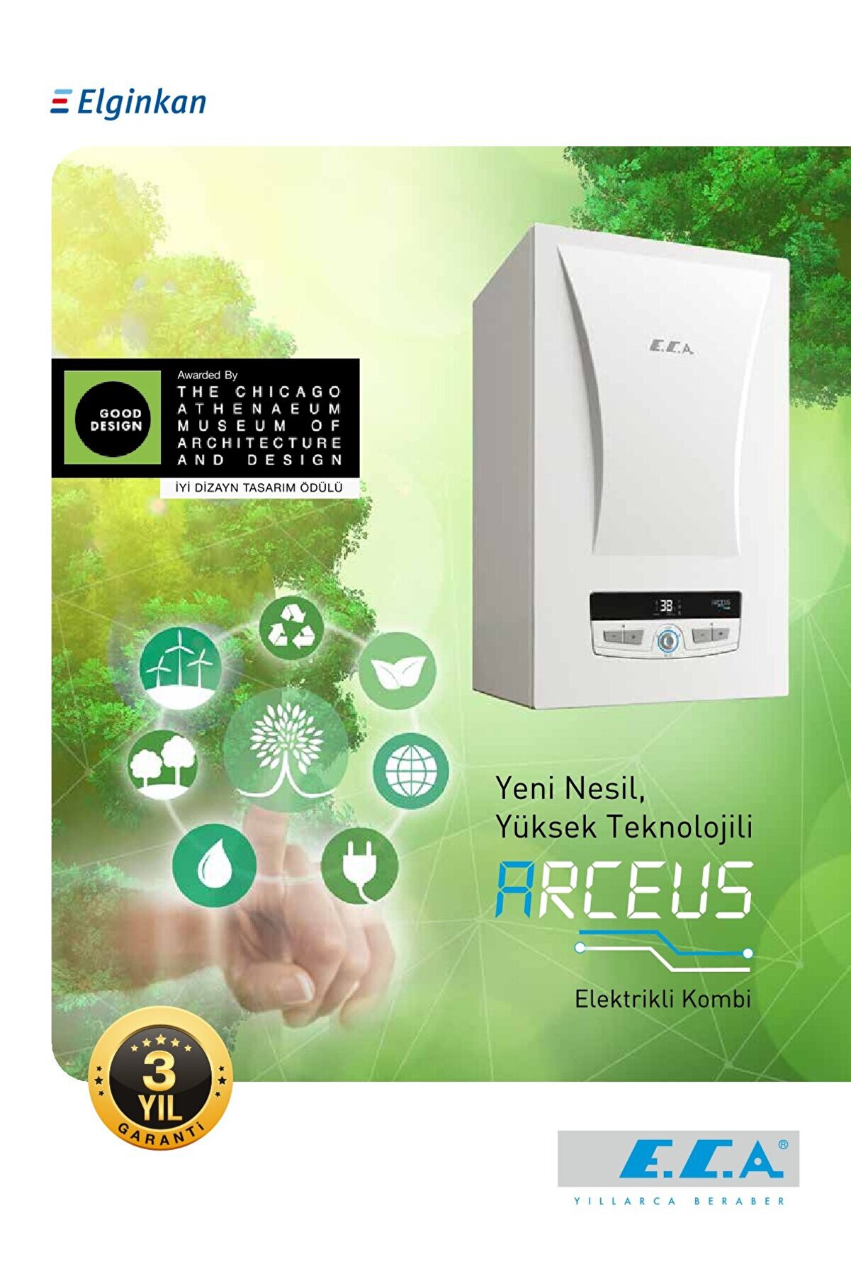 Arceus 12 Kw (Kalorifer ve Sıcak Su) Monofaze Elektrikli Kombi