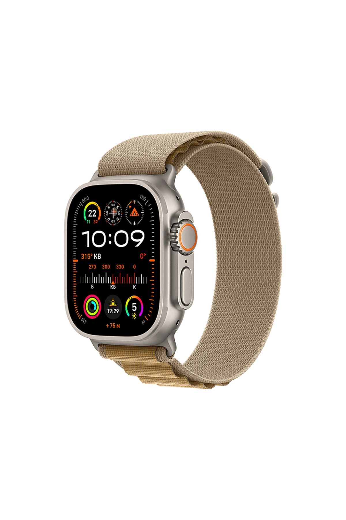 Apple Watch Ultra 2 GPS + Cellular 2024 49mm Natural Titanium Case with Tan Alpine Loop - Medium