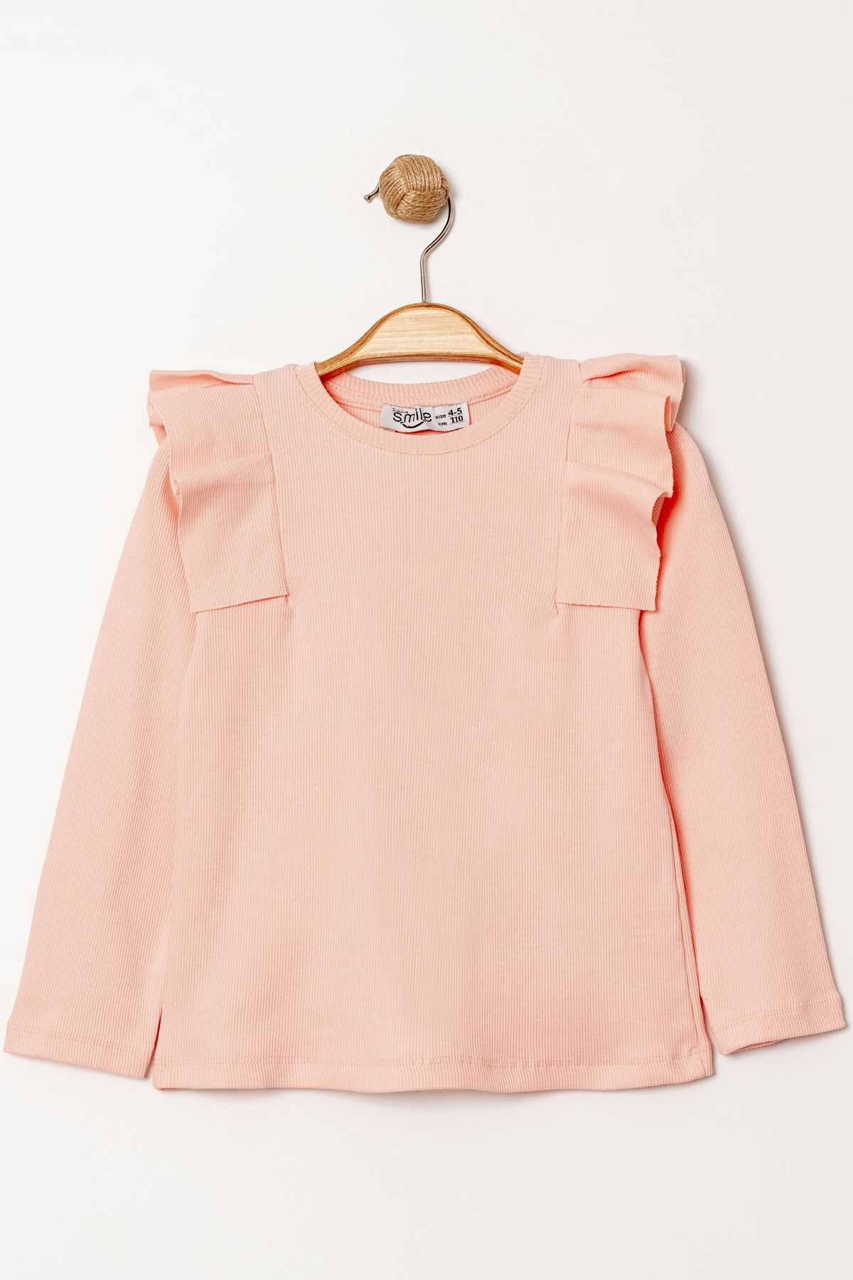 Smile Kids Kız Bebek Pudra Omuz Fırfırlı 1-5 Yaş Sweatshirt - 3543-8