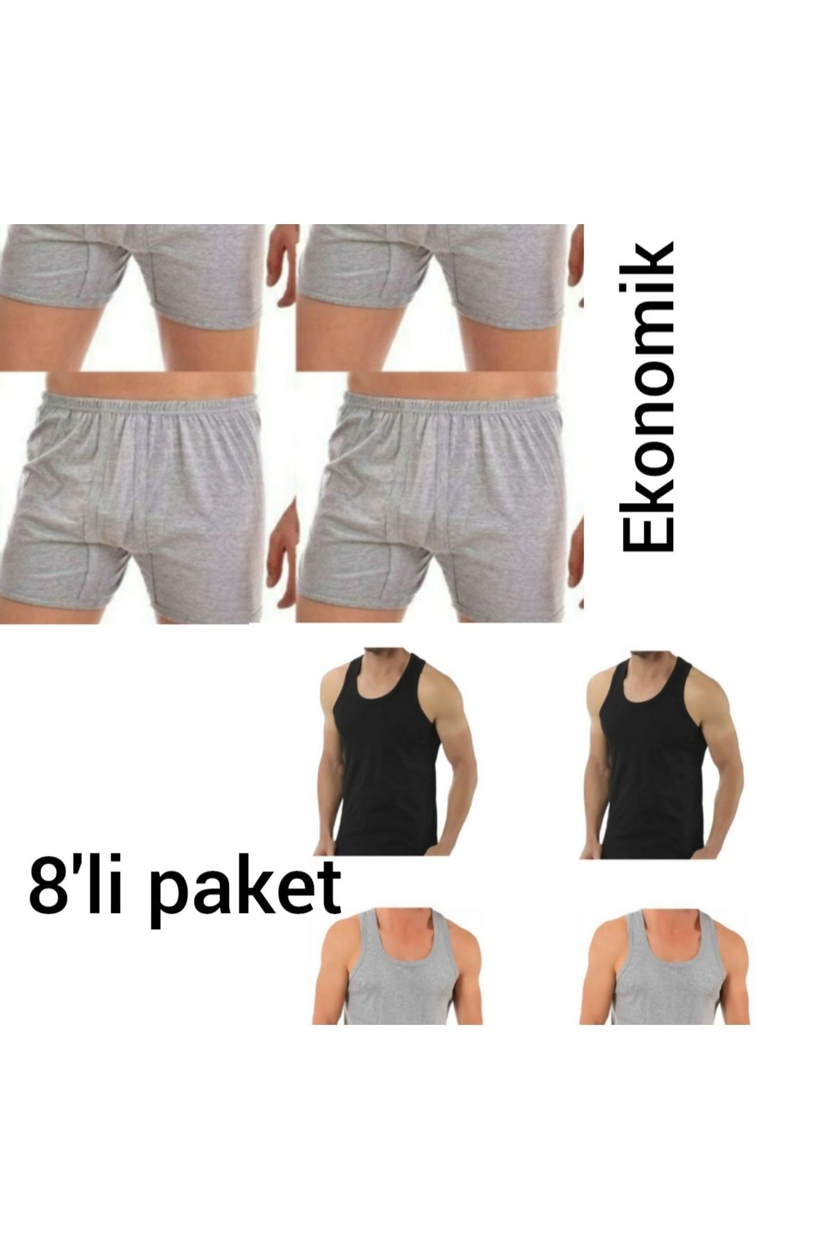Modaley Giyim 8'li erkek atlet ve paçalı şort takım