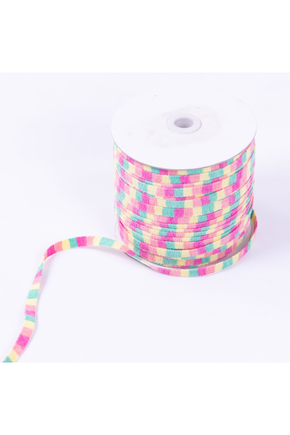 Bimotif Karışık Renkli Blok Havlu Şerit, 1 Cm 5 Metre