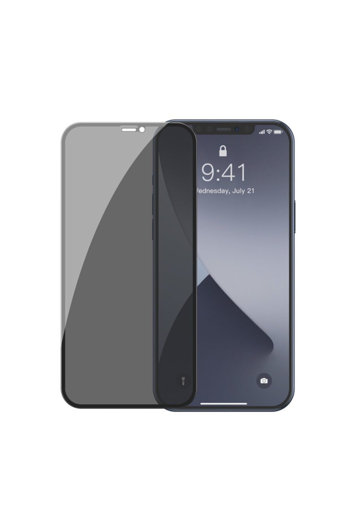 Baseus Iphone 12 Mini 5.4 Uyumlu Anti Spy Hayalet Ekran Koruyucu Siyah Çerçeveli Cam 0,3 Mm (2 Adet)