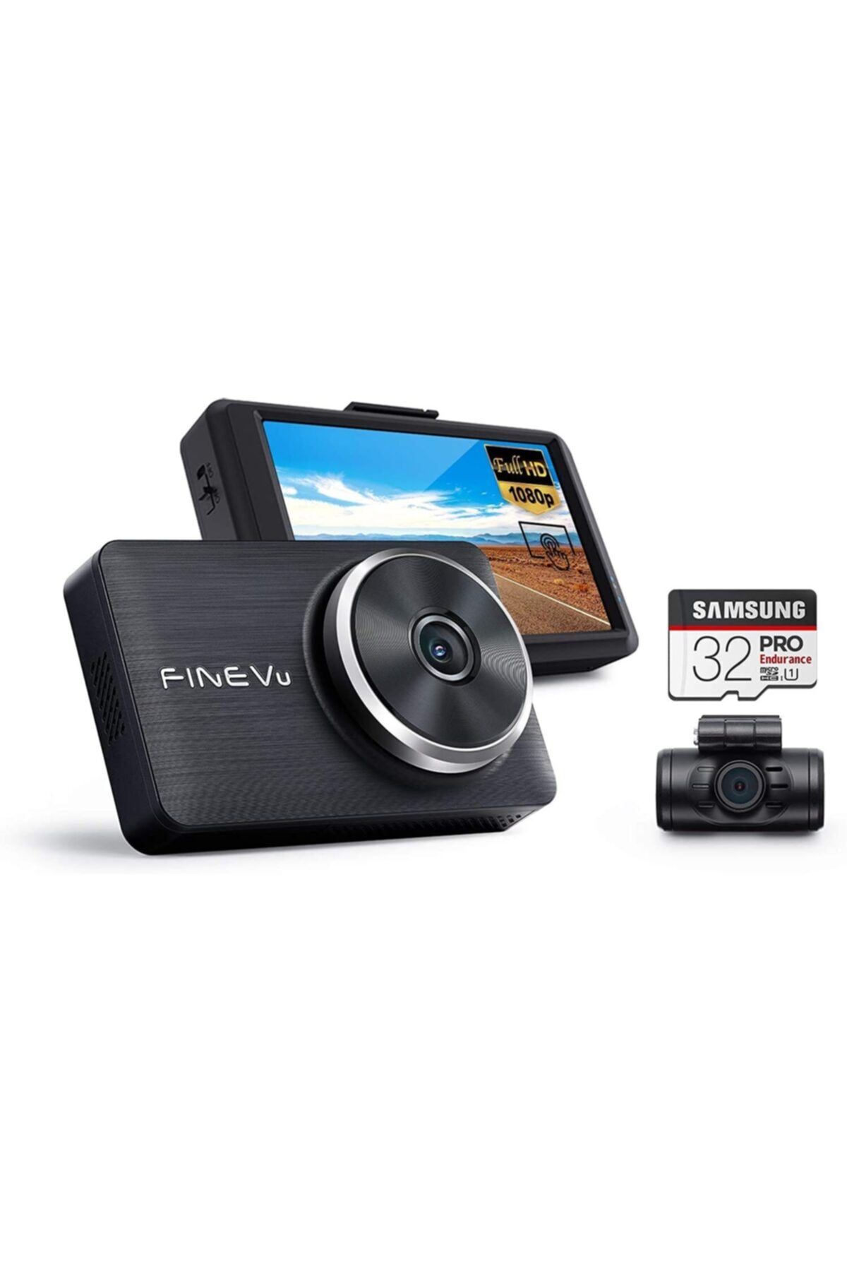 FineVu Lx2000 Fullhd 2 Kameralı Ips Güvenlik Kod Ekranlı Adas+gps Dahil Araç Kamerası